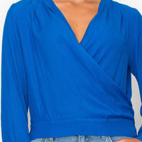 Front Wrap Surplice Neck Top - Passion 4 Fashion USA