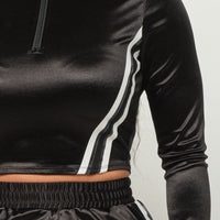 Front Zip Up Stripes Detail Jacket And Pants Set - Passion 4 Fashion USA