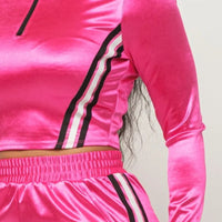 Front Zip Up Stripes Detail Jacket And Pants Set - Passion 4 Fashion USA