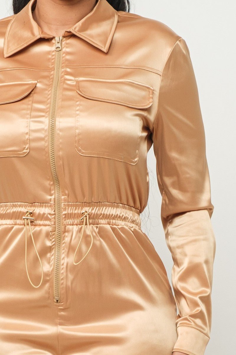 Front Zipper Pockets Top And Pants Jumpsuit - Passion 4 Fashion USA