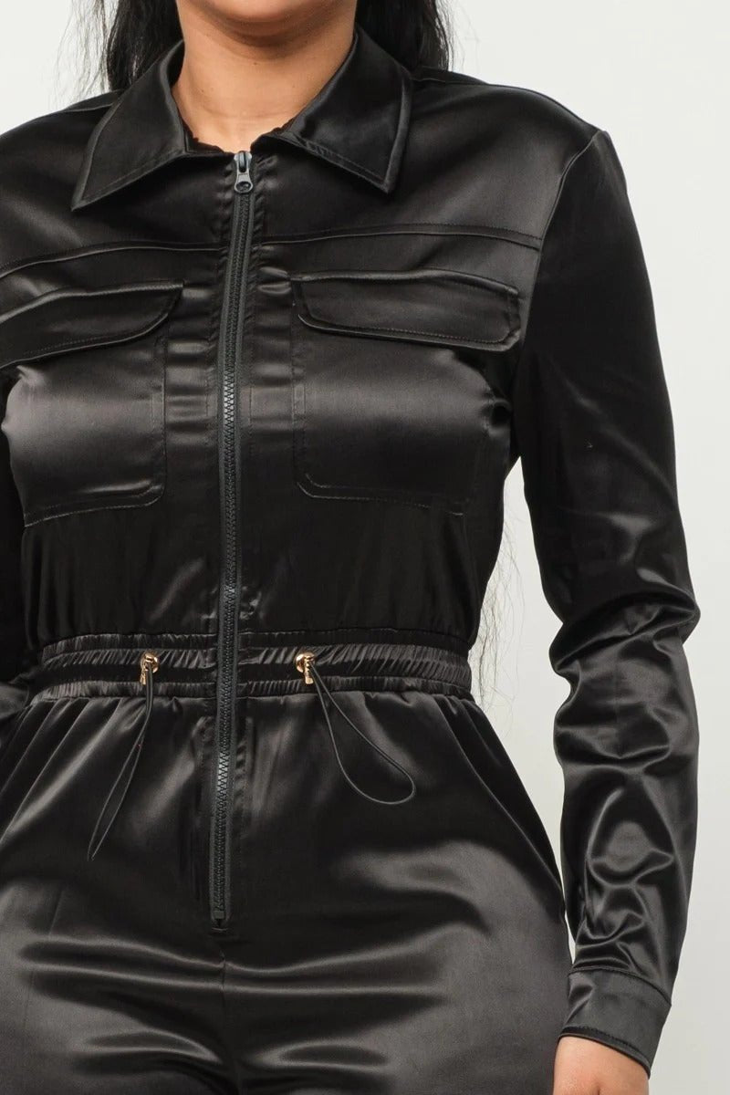 Front Zipper Pockets Top And Pants Jumpsuit - Passion 4 Fashion USA