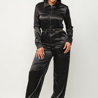 Front Zipper Pockets Top And Pants Jumpsuit - Passion 4 Fashion USA