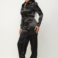 Front Zipper Pockets Top And Pants Jumpsuit - Passion 4 Fashion USA