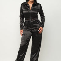 Front Zipper Pockets Top And Pants Jumpsuit - Passion 4 Fashion USA