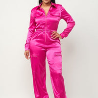 Front Zipper Pockets Top And Pants Jumpsuit - Passion 4 Fashion USA