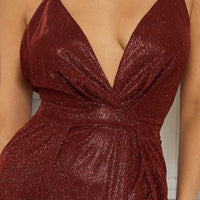 Glitter Fabric Sweetheart Surplice Maxi Dress - Passion 4 Fashion USA