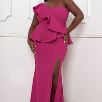 Glitter Ruffle Across Body Plus Size Maxi Dress - Passion 4 Fashion USA
