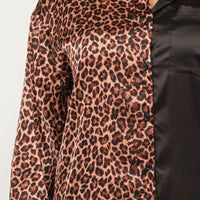 Half Animal Print And Half Solid Top And Pants Set - Passion 4 Fashion USA