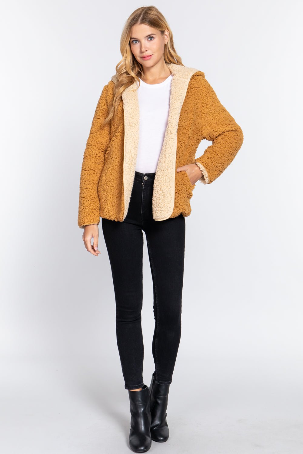 Hoodie Faux Fur Reversible Jacket - Passion 4 Fashion USA