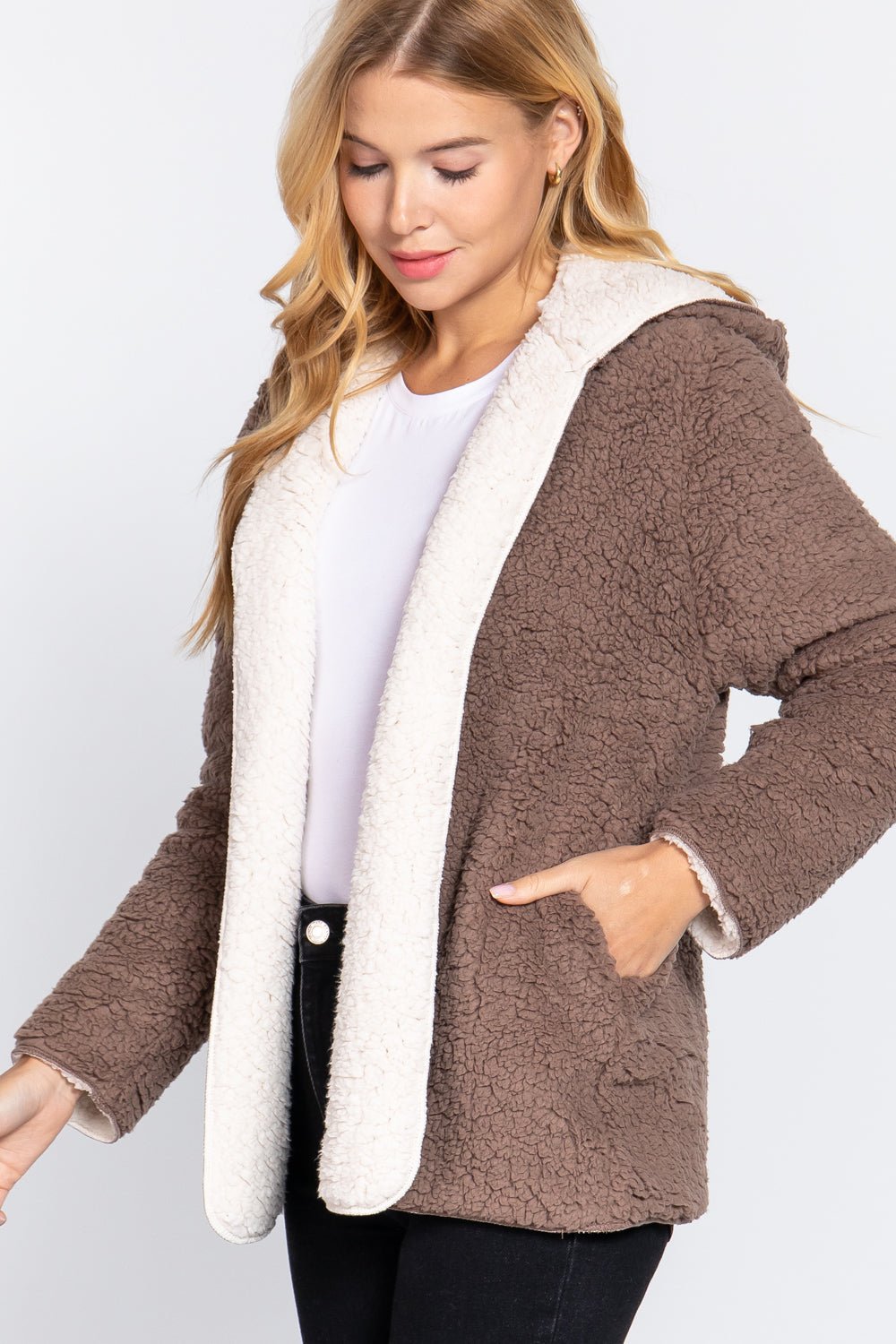 Hoodie Faux Fur Reversible Jacket - Passion 4 Fashion USA