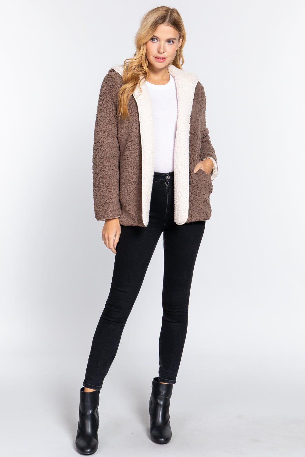 Hoodie Faux Fur Reversible Jacket - Passion 4 Fashion USA