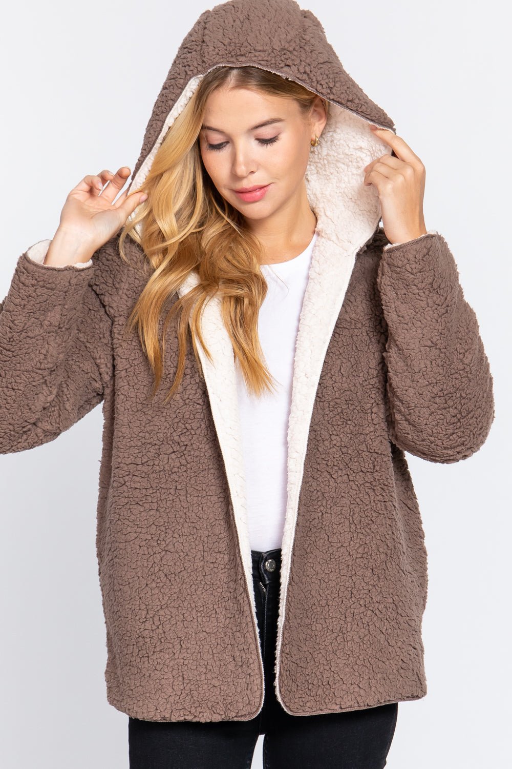 Hoodie Faux Fur Reversible Jacket - Passion 4 Fashion USA