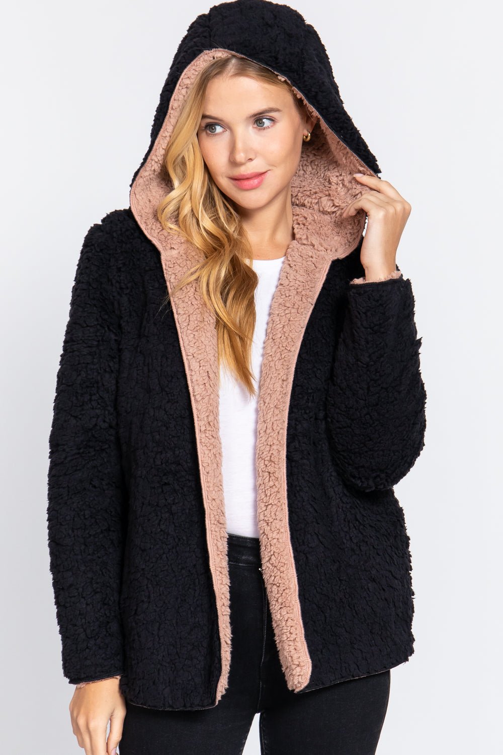 Hoodie Faux Fur Reversible Jacket - Passion 4 Fashion USA