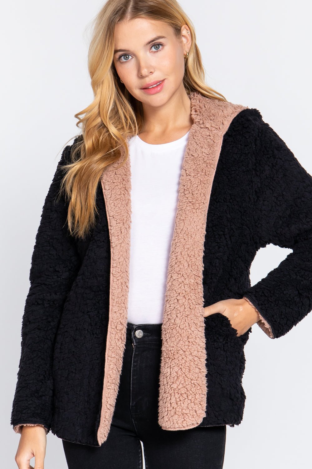 Hoodie Faux Fur Reversible Jacket - Passion 4 Fashion USA