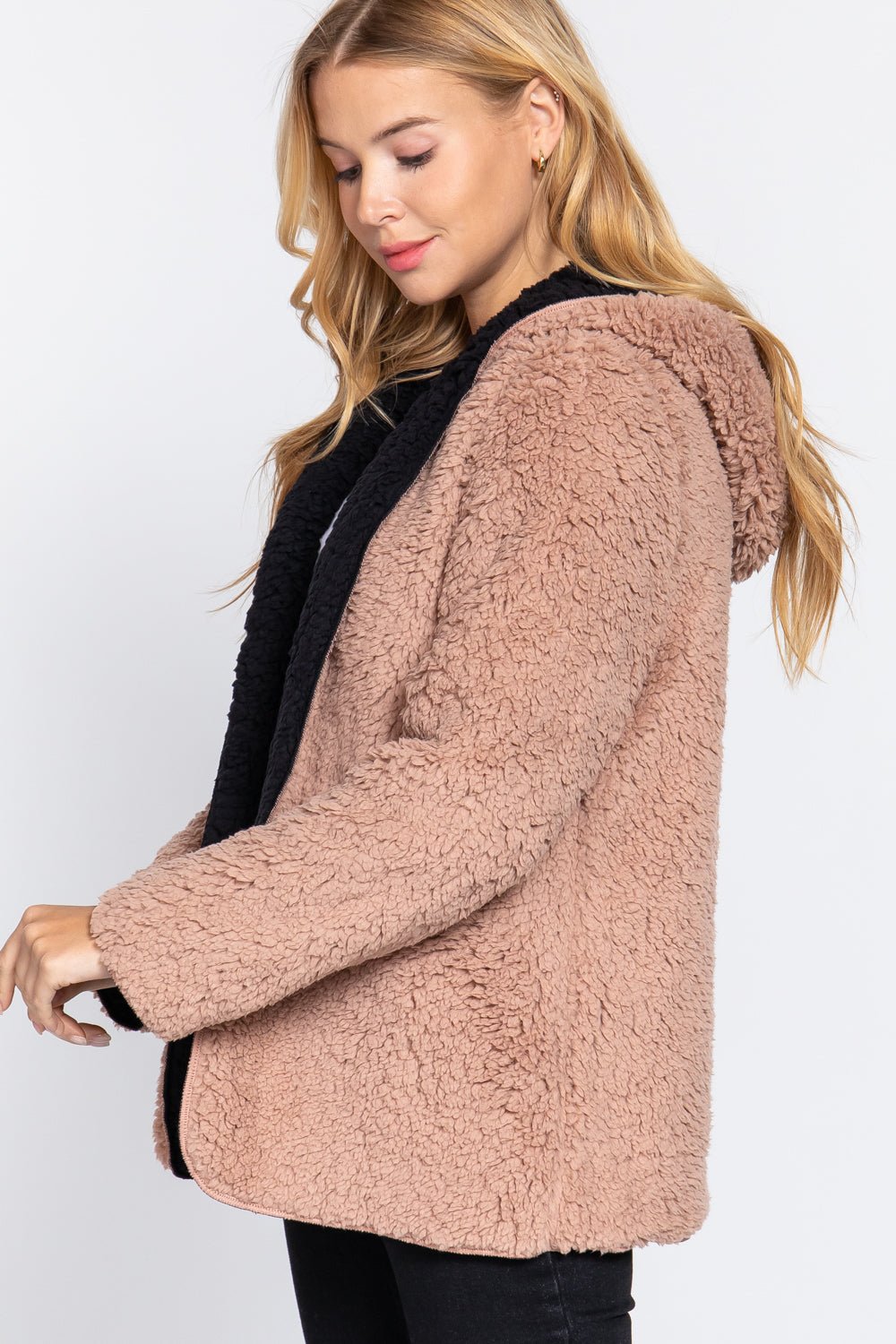 Hoodie Faux Fur Reversible Jacket - Passion 4 Fashion USA