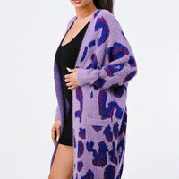 Leopard Angora Sweater Oversized Cardigan - Passion 4 Fashion USA