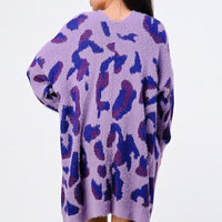 Leopard Angora Sweater Oversized Cardigan - Passion 4 Fashion USA
