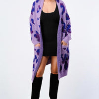 Leopard Angora Sweater Oversized Cardigan - Passion 4 Fashion USA