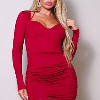 Long Sleeve Corset Halter Tie Mini Dress - Passion 4 Fashion USA