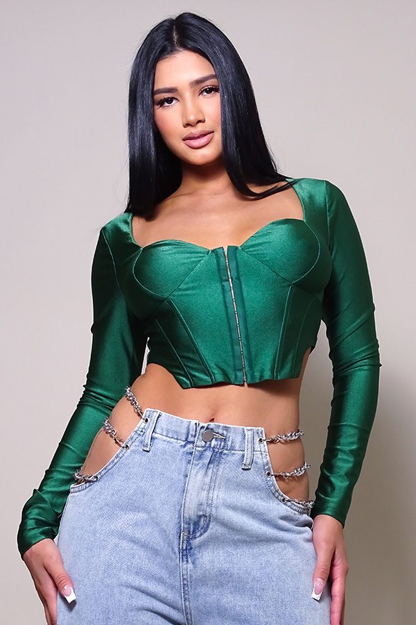 Long Sleeve Corset Top - Passion 4 Fashion USA
