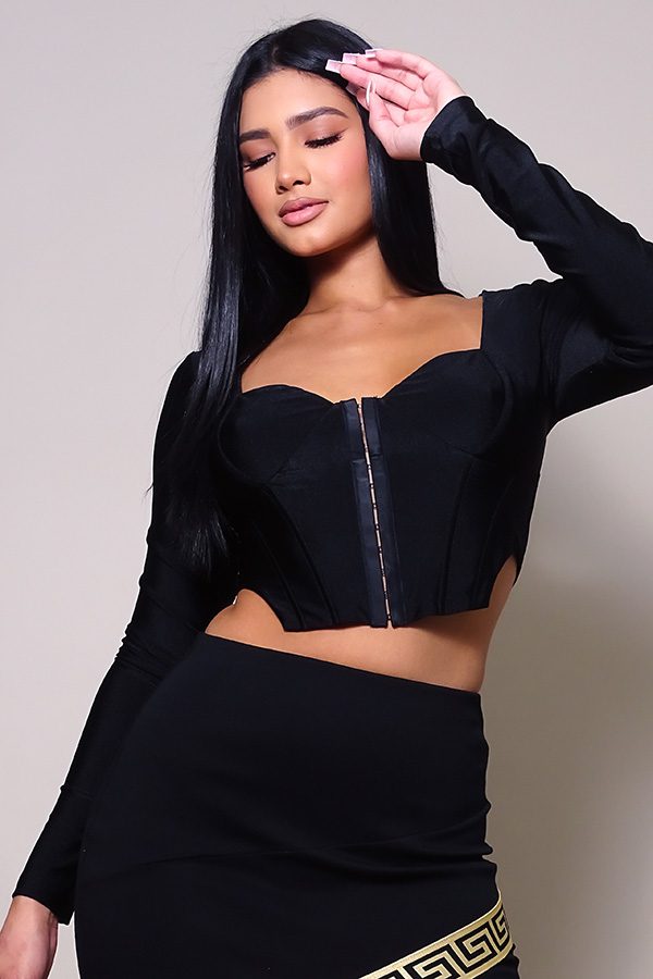 Long Sleeve Corset Top - Passion 4 Fashion USA
