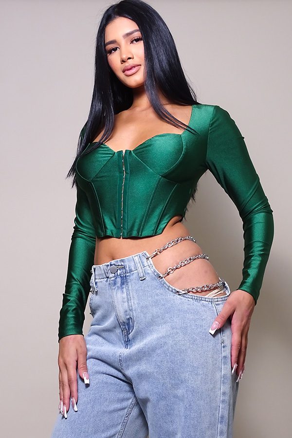 Long Sleeve Corset Top - Passion 4 Fashion USA