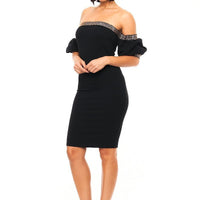 Long Sleeve Stripe Print Midi Dress - Passion 4 Fashion USA