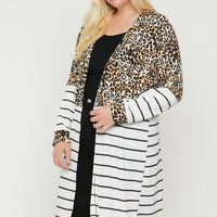 Long sleeves print-striped cardigan - Passion 4 Fashion USA