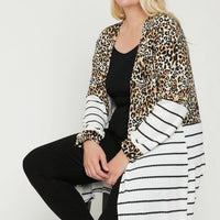 Long sleeves print-striped cardigan - Passion 4 Fashion USA