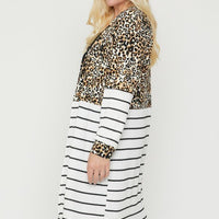 Long sleeves print-striped cardigan - Passion 4 Fashion USA