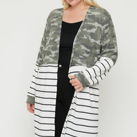 Long sleeves print-striped cardigan - Passion 4 Fashion USA