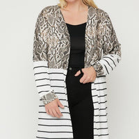 Long sleeves print-striped cardigan - Passion 4 Fashion USA