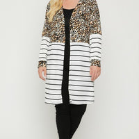Long sleeves print-striped cardigan - Passion 4 Fashion USA