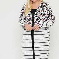 Long sleeves print-striped cardigan - Passion 4 Fashion USA