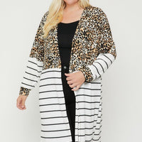 Long sleeves print-striped cardigan - Passion 4 Fashion USA