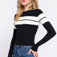 Long Slv Stripe Rib Sweater - Passion 4 Fashion USA