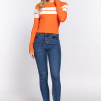 Long Slv Stripe Rib Sweater - Passion 4 Fashion USA