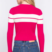 Long Slv Stripe Rib Sweater - Passion 4 Fashion USA