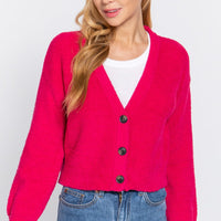 Long Slv V-neck Sweater Cardigan - Passion 4 Fashion USA