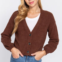Long Slv V-neck Sweater Cardigan - Passion 4 Fashion USA