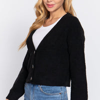 Long Slv V-neck Sweater Cardigan - Passion 4 Fashion USA