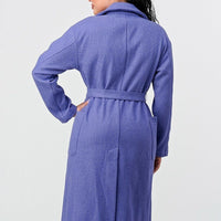 Luxe Wool Waist Tie Side Pockets Midi Length Coat - Passion 4 Fashion USA