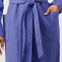 Luxe Wool Waist Tie Side Pockets Midi Length Coat - Passion 4 Fashion USA