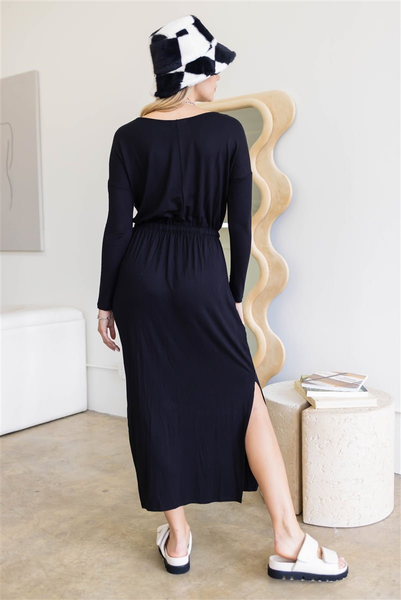 Midi Sleeve Basic Maxi Dress - Passion 4 Fashion USA