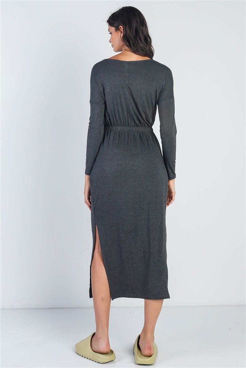 Midi Sleeve Basic Maxi Dress - Passion 4 Fashion USA