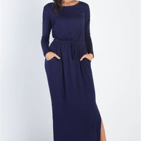 Midi Sleeve Basic Maxi Dress - Passion 4 Fashion USA