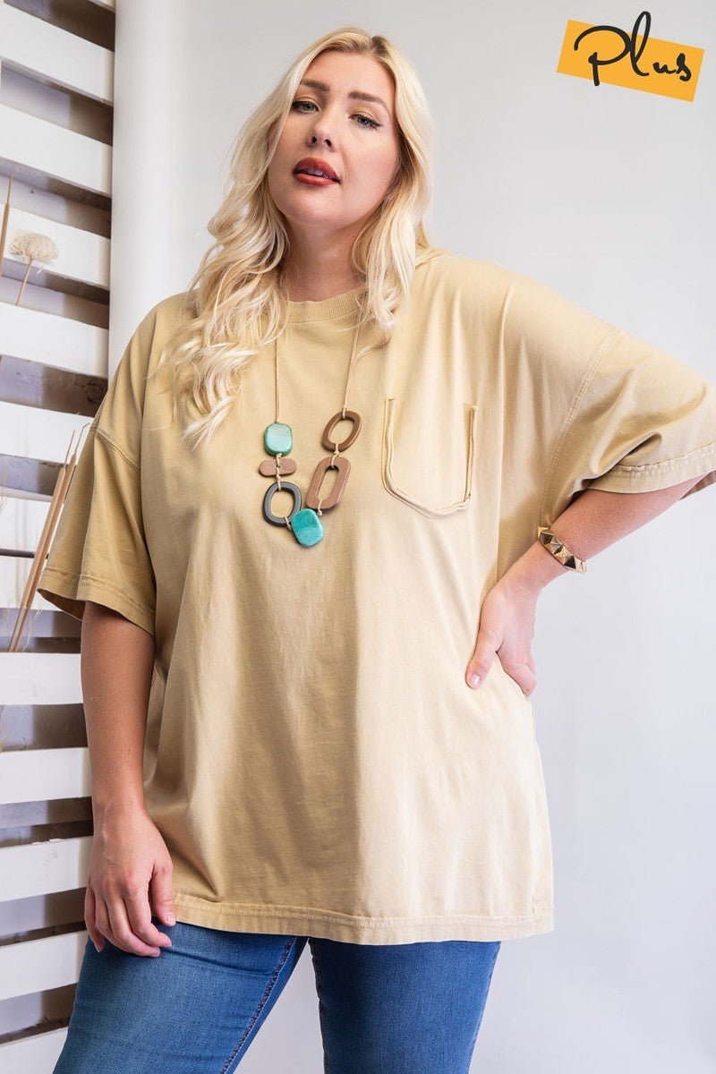 Mineral Washed Cotton Jersey Boxy Tunic - Passion 4 Fashion USA