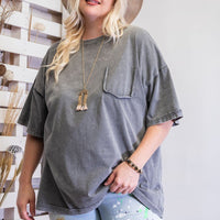 Mineral Washed Cotton Jersey Boxy Tunic - Passion 4 Fashion USA