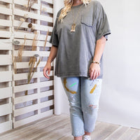 Mineral Washed Cotton Jersey Boxy Tunic - Passion 4 Fashion USA