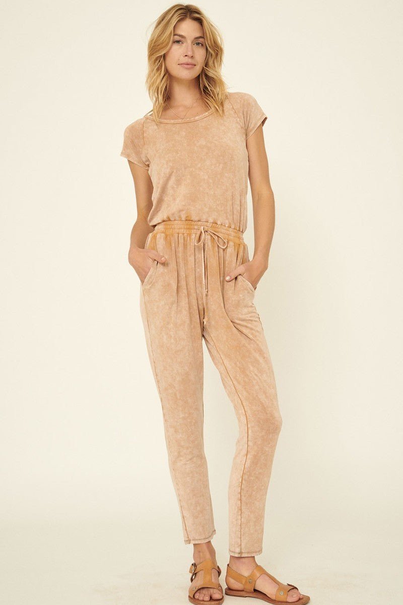 Mineral Washed Finish Knit Jumpsuit - Passion 4 Fashion USA